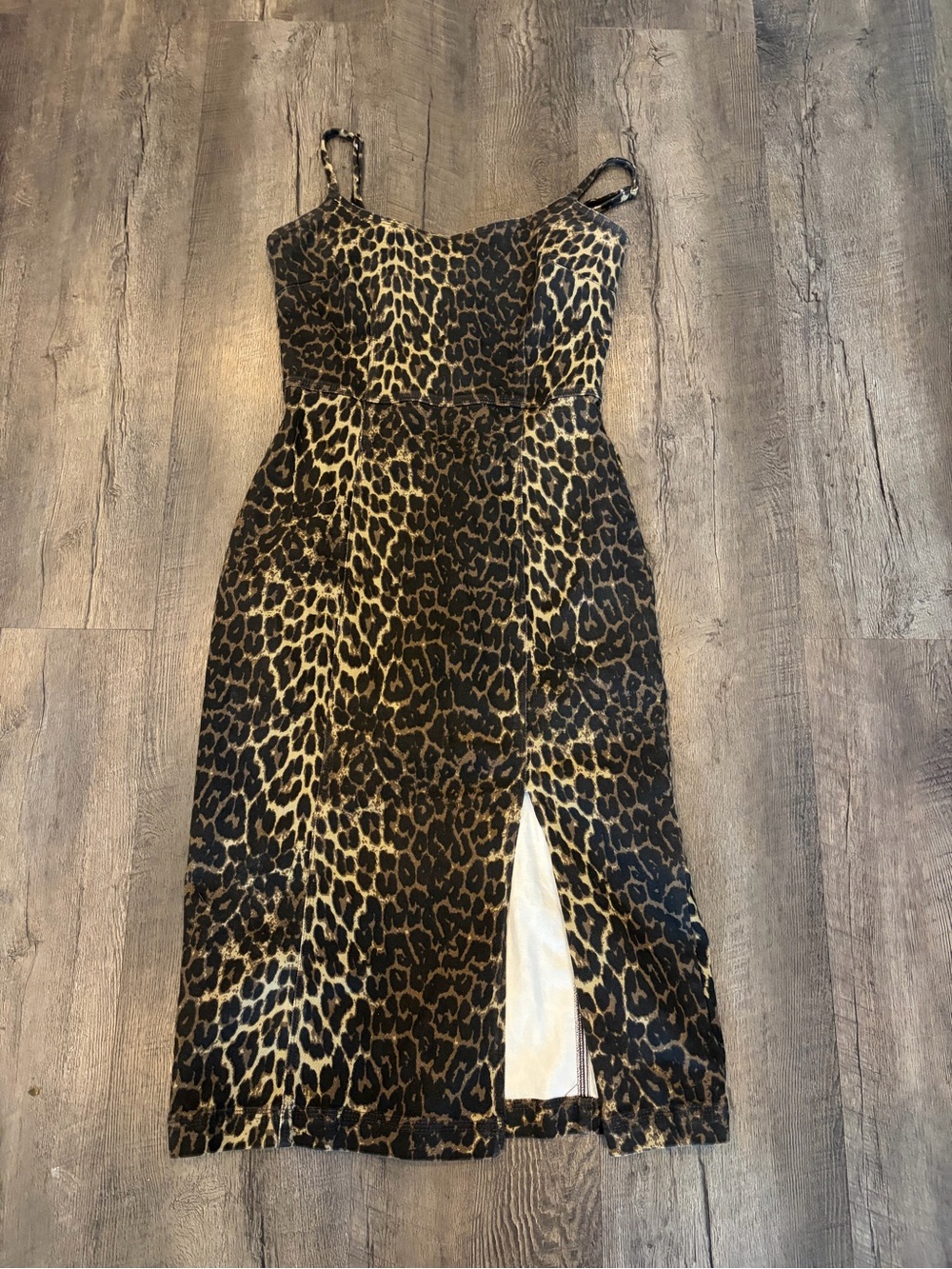 Steve Madden Leopard-Print Midi Slip Dress - Black & Tan
